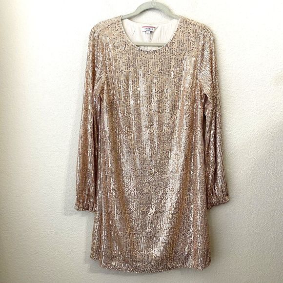 Andree by Unit Dress Womens Size Large Sequins Rose Gold Pink Party - Picture 1 of 8
